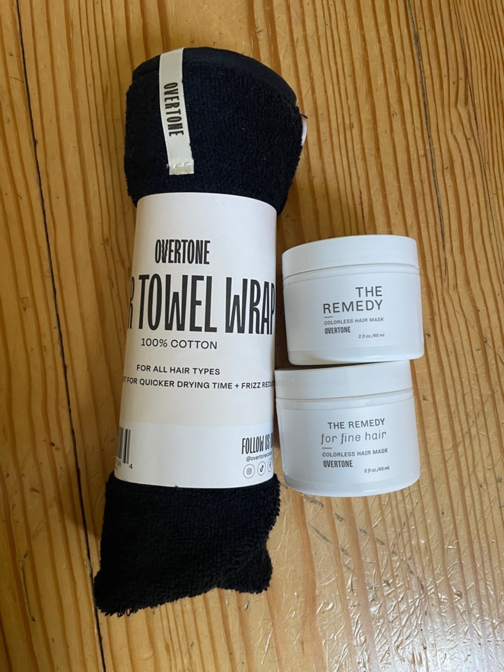 Overtone bundle - hair towel wrap, the remedy hair mask for normal and fine hair